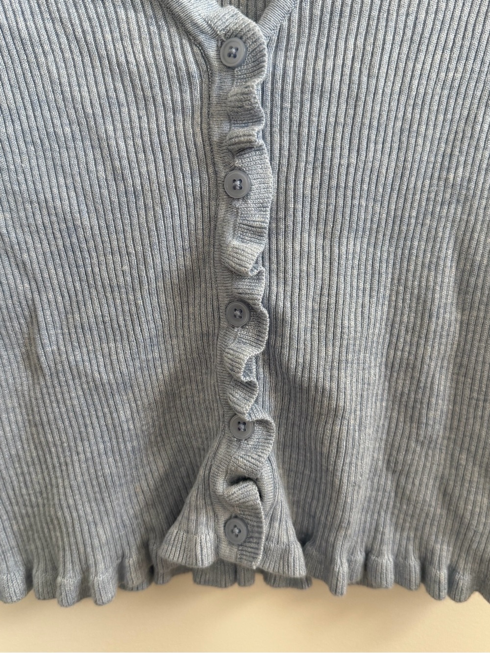 Ruffle Trim Ribbed Cardigan - Picture 5 of 5